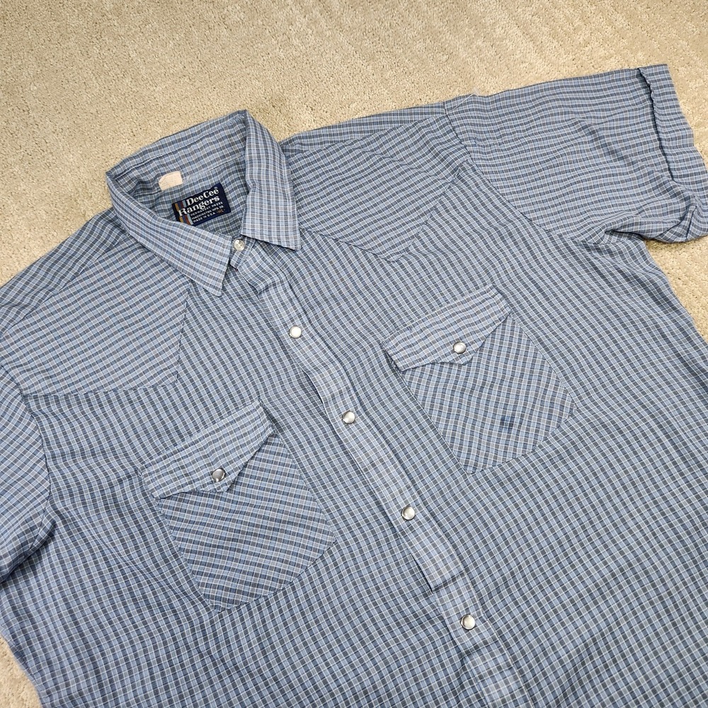Vintage 70s Pearl Snap Shirt Men XL Permanent Press USA Made Deecee Rangers